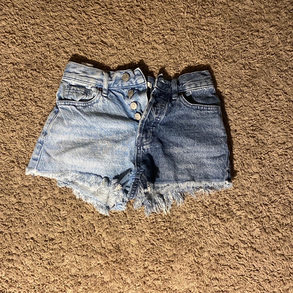pacsun split color jean shorts